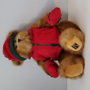 Russ T. Bear Stuffed Plush Christmas Bear w/ Removable Vest Mittens Hat 2000